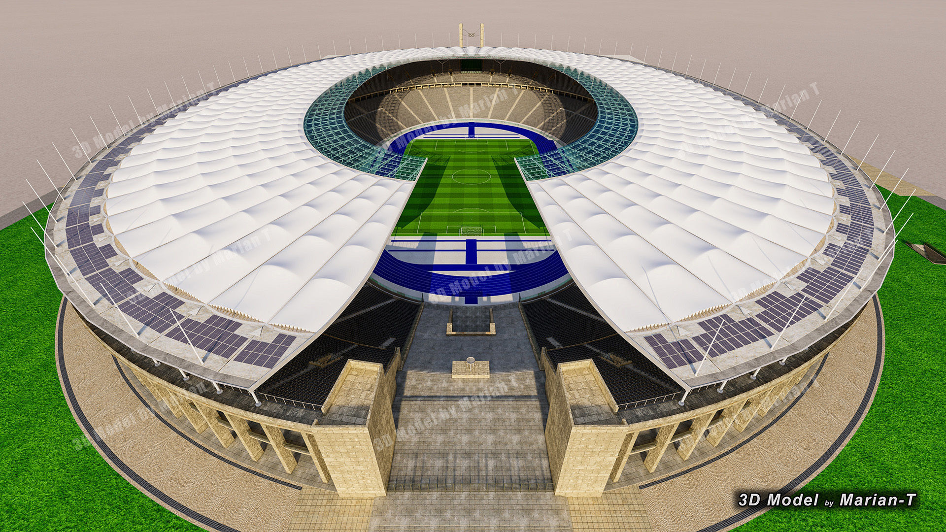 Olympiastadion - Berlin Germany Low-poly 3D model_42