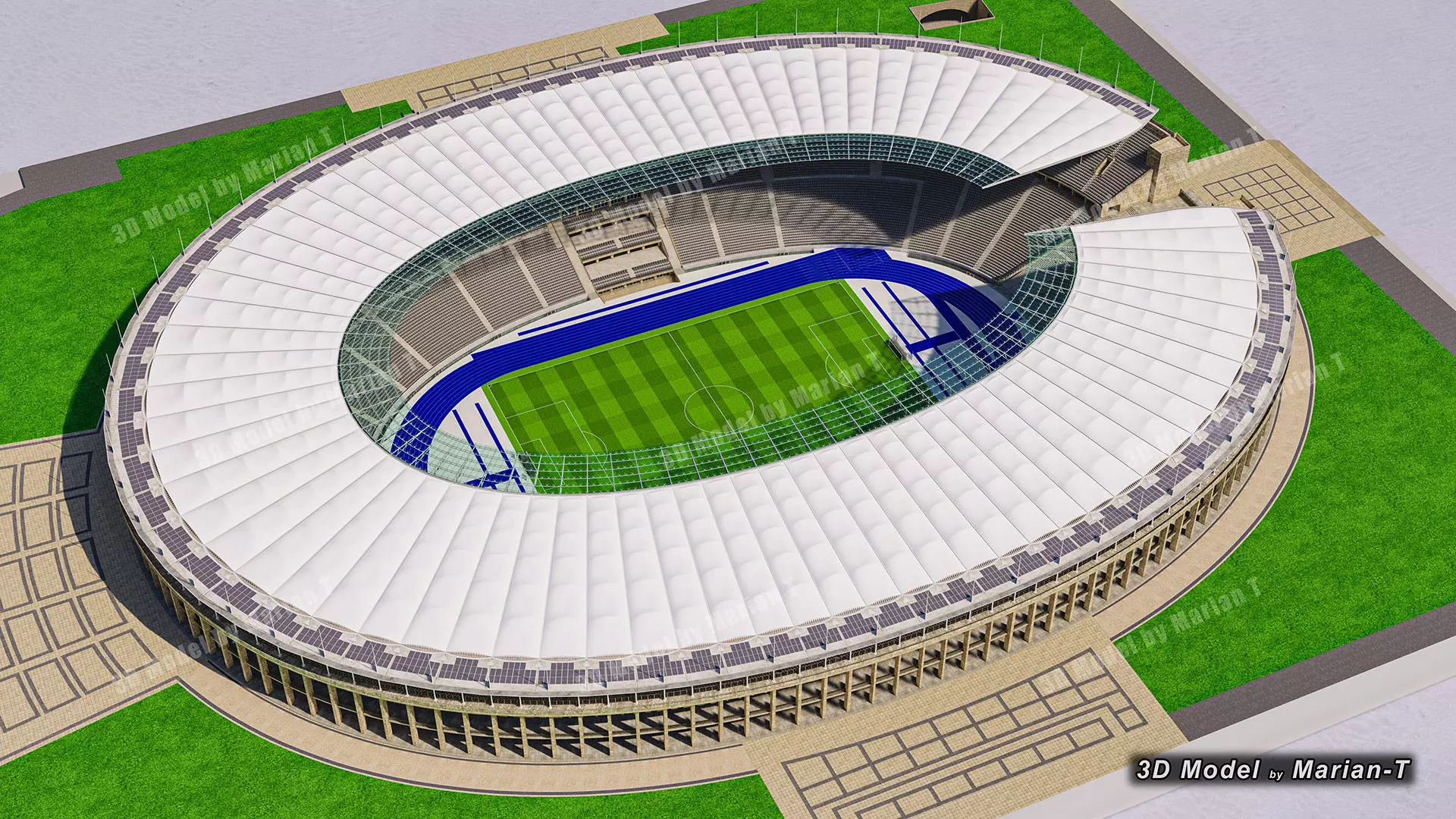 Olympiastadion - Berlin Germany Low-poly 3D model_4