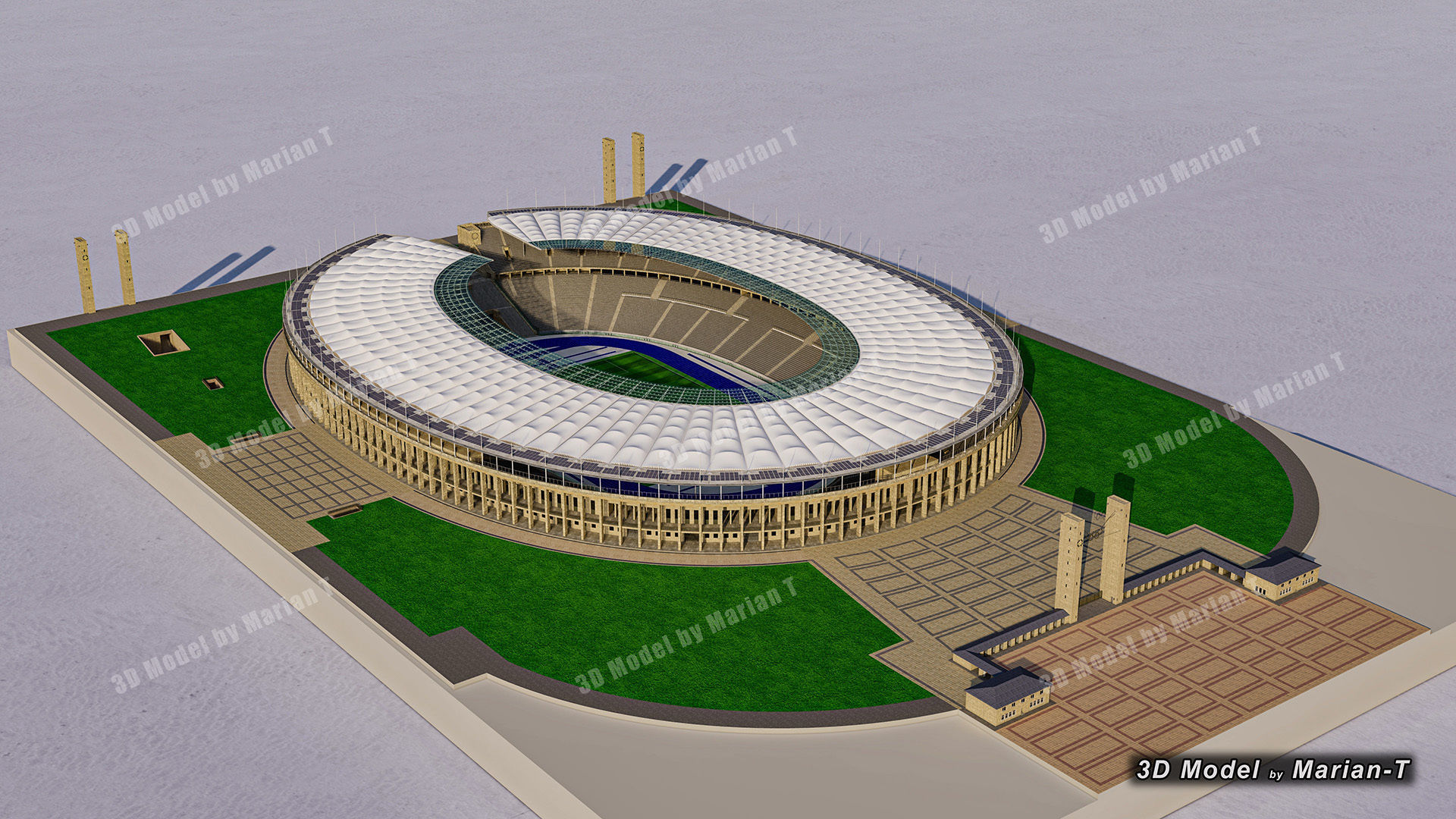 Olympiastadion - Berlin Germany Low-poly 3D model_44
