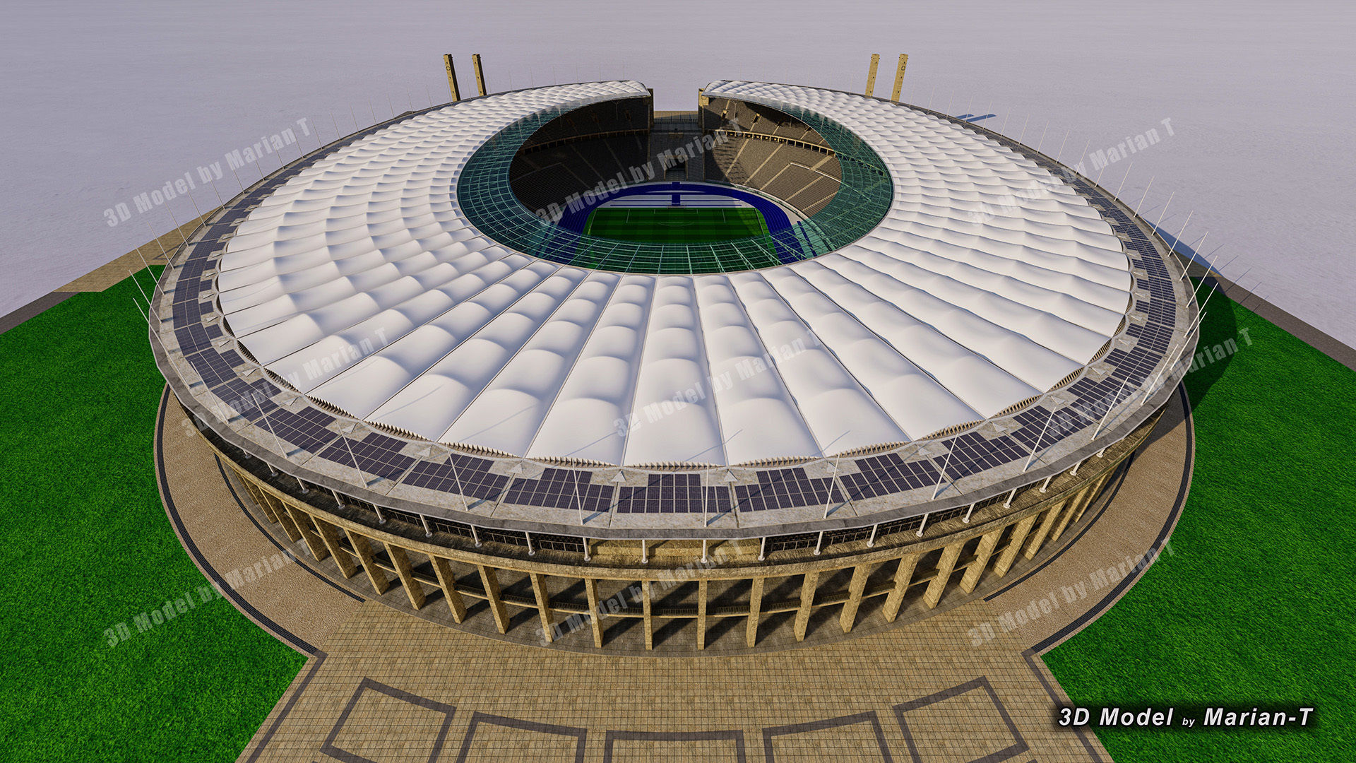 Olympiastadion - Berlin Germany Low-poly 3D model_43