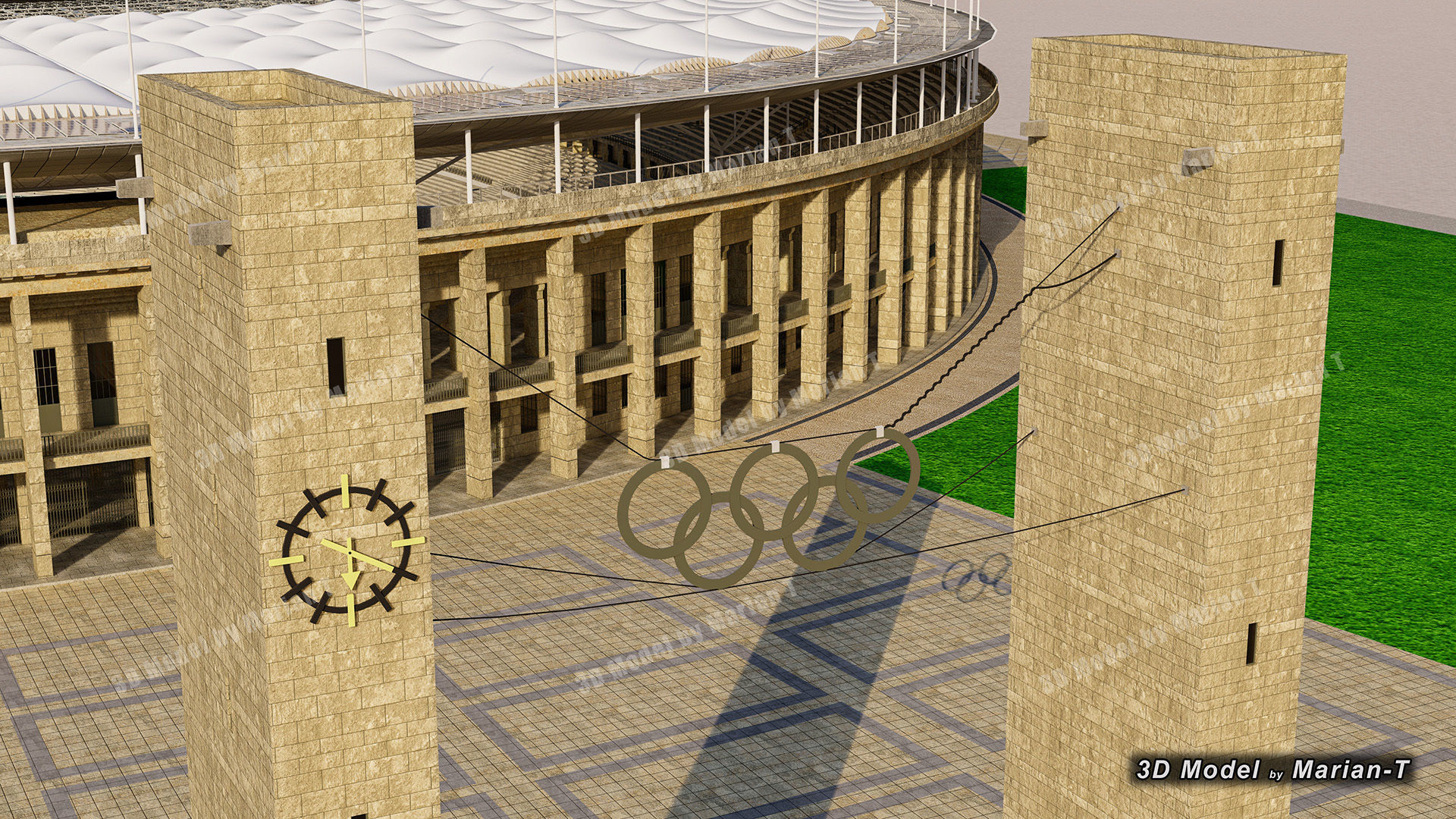 Olympiastadion - Berlin Germany Low-poly 3D model_53