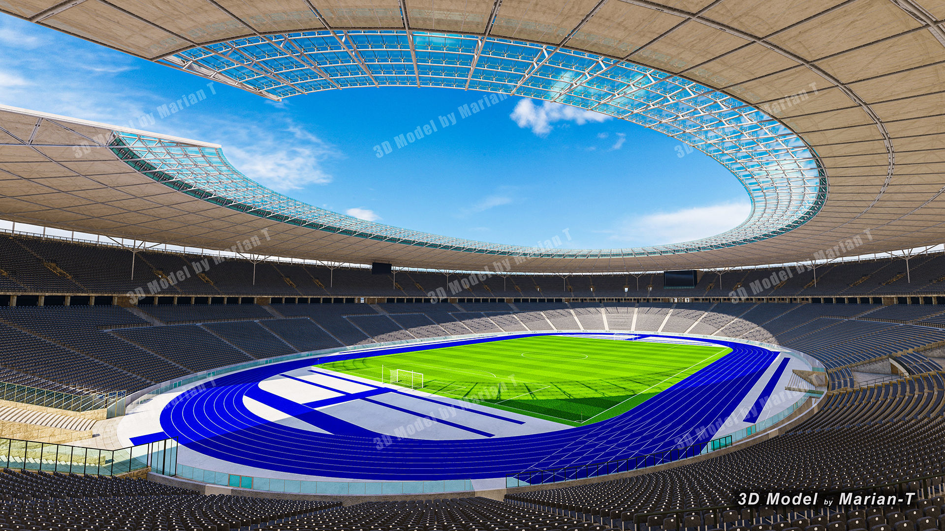 Olympiastadion - Berlin Germany Low-poly 3D model_11