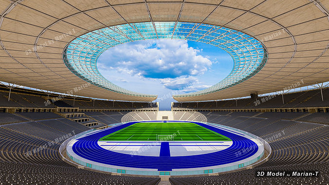Olympiastadion - Berlin Germany Low-poly 3D model