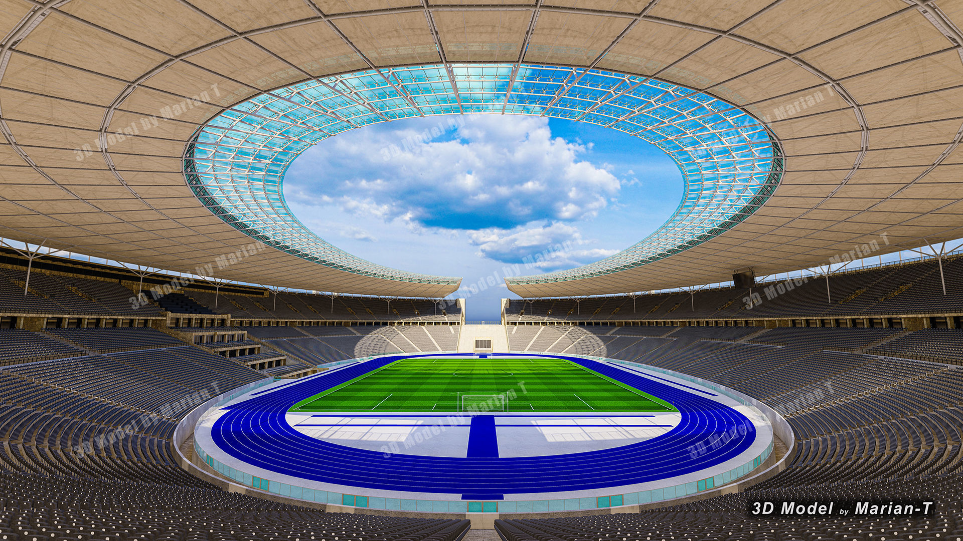 Olympiastadion - Berlin Germany Low-poly 3D model_0