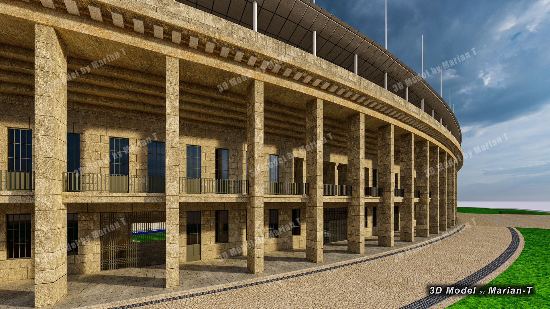 Olympiastadion - Berlin Germany Low-poly 3D model_47