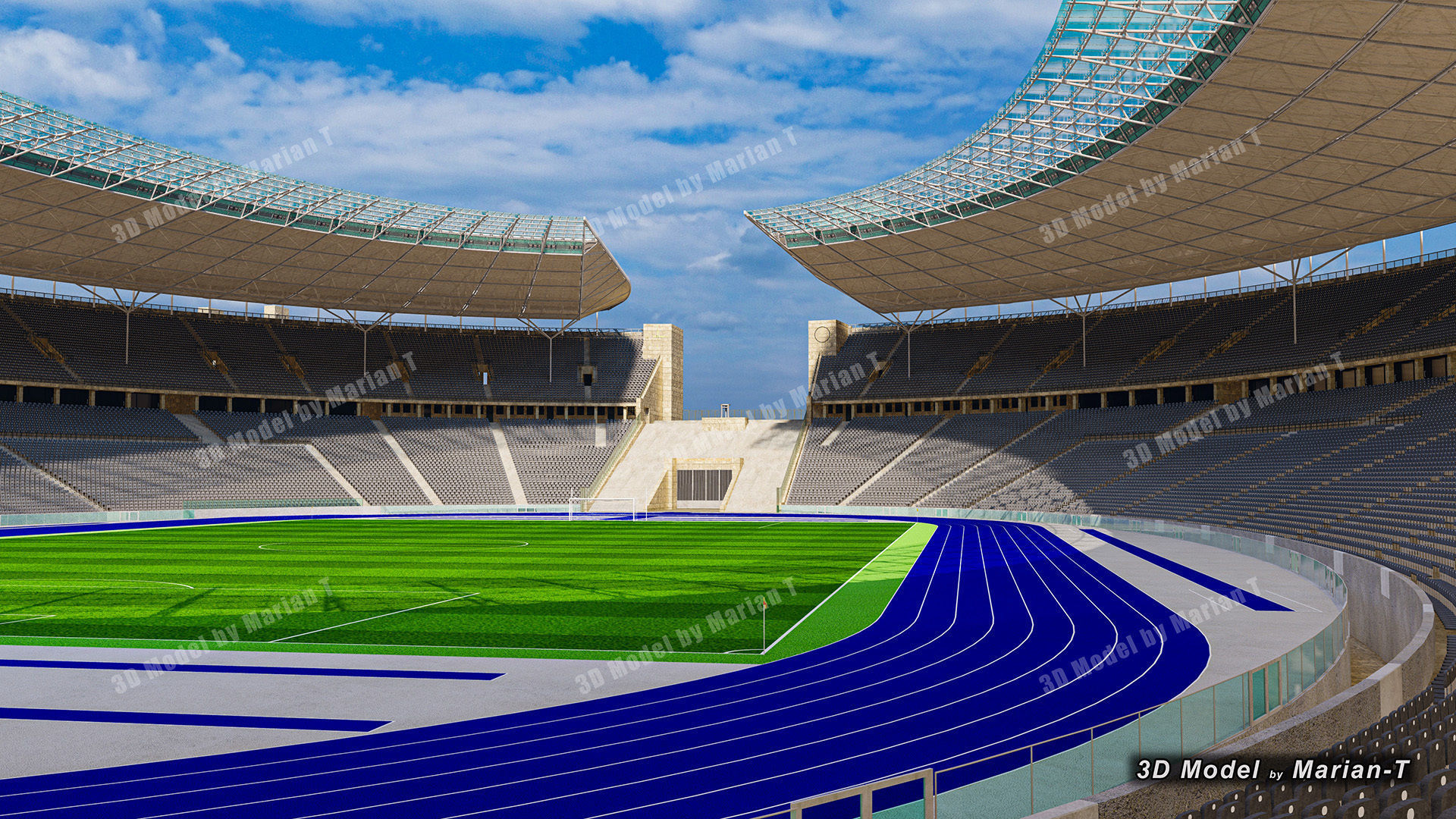 Olympiastadion - Berlin Germany Low-poly 3D model_23