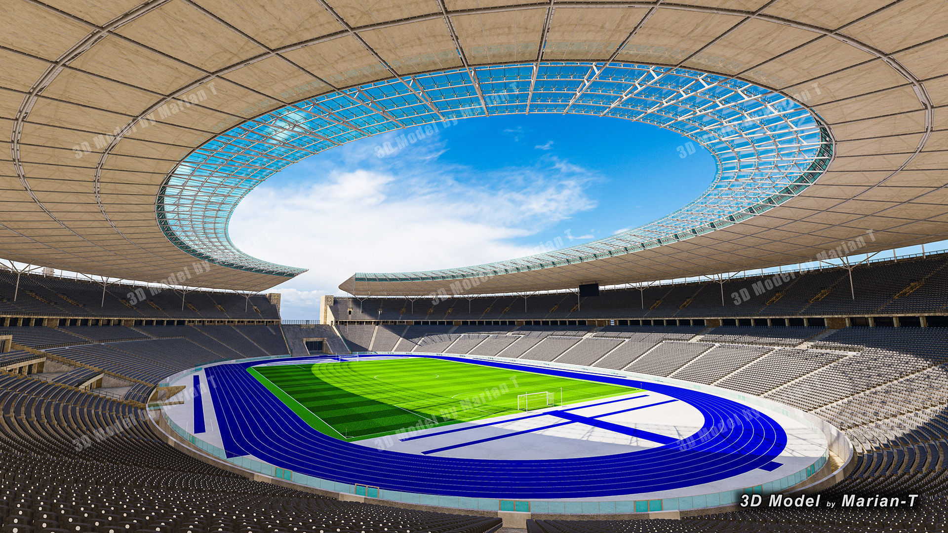 Olympiastadion - Berlin Germany Low-poly 3D model_22