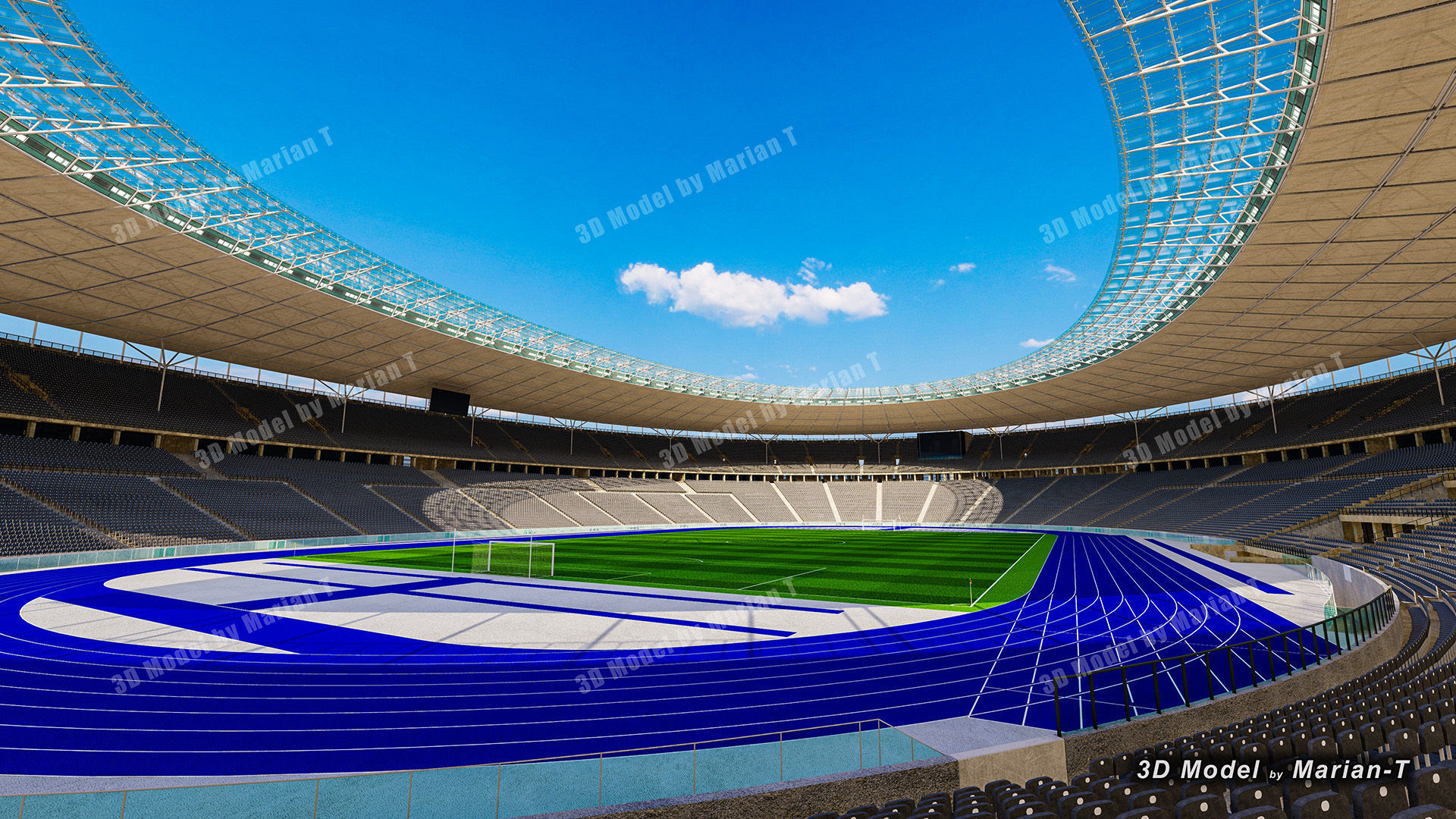 Olympiastadion - Berlin Germany Low-poly 3D model_19