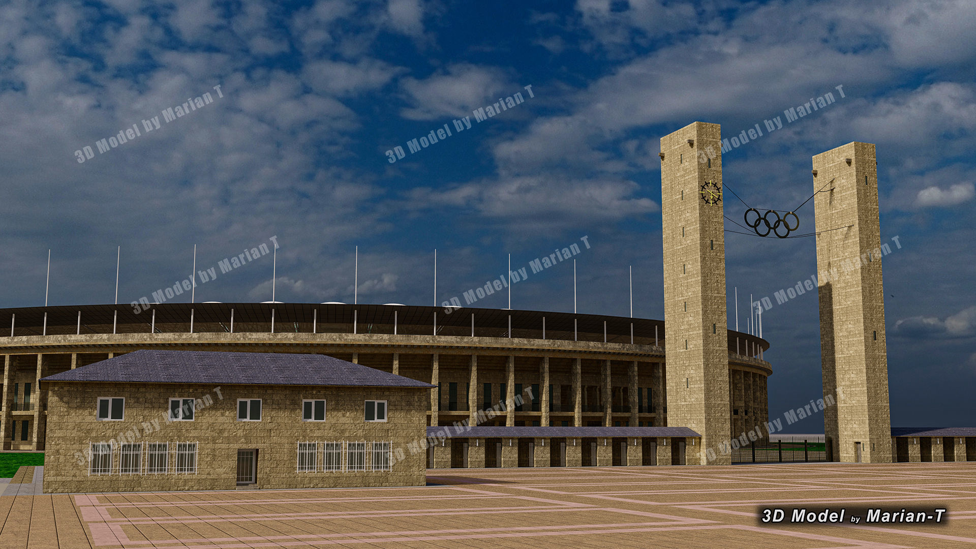 Olympiastadion - Berlin Germany Low-poly 3D model_51