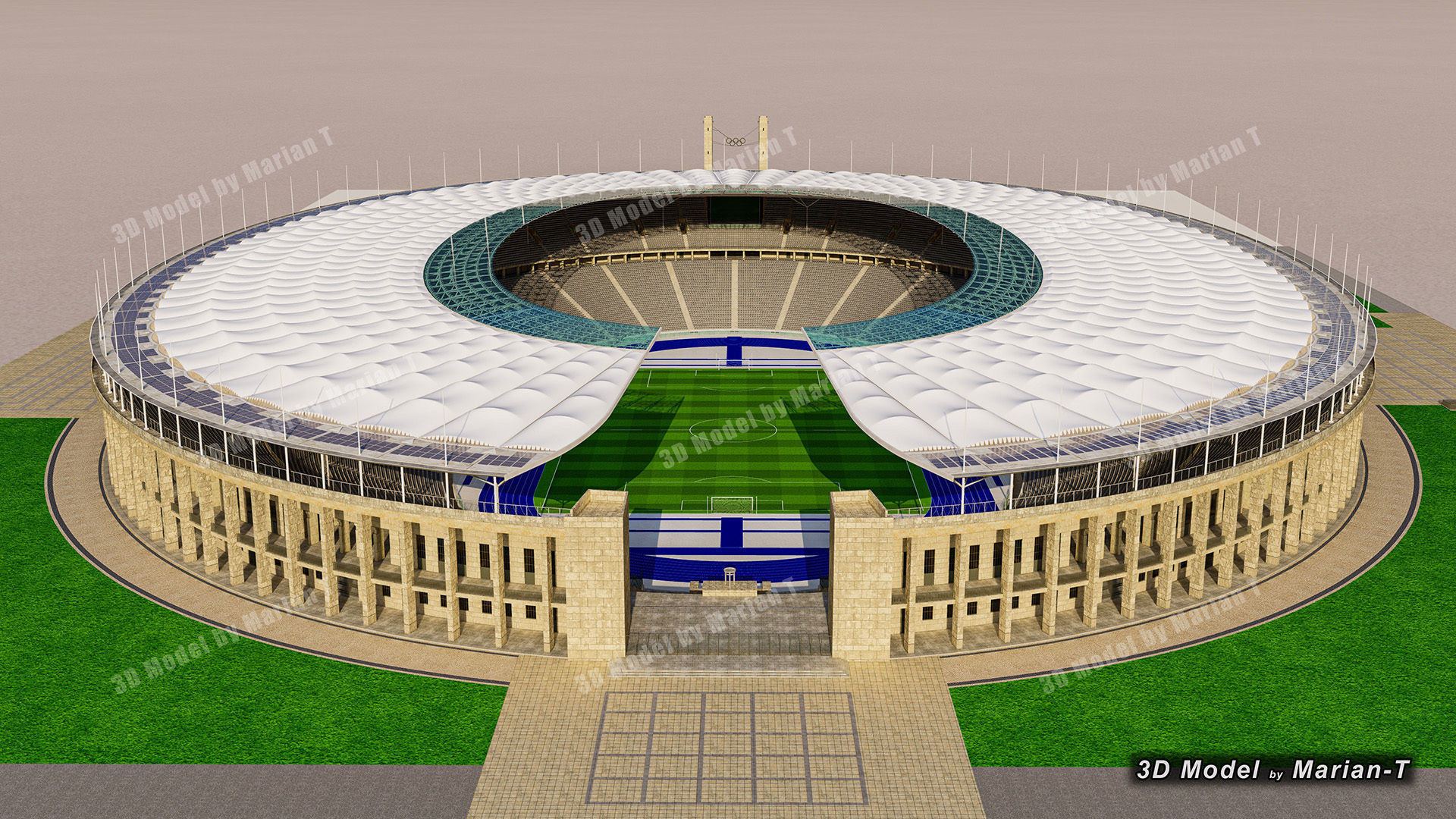 Olympiastadion - Berlin Germany Low-poly 3D model_38