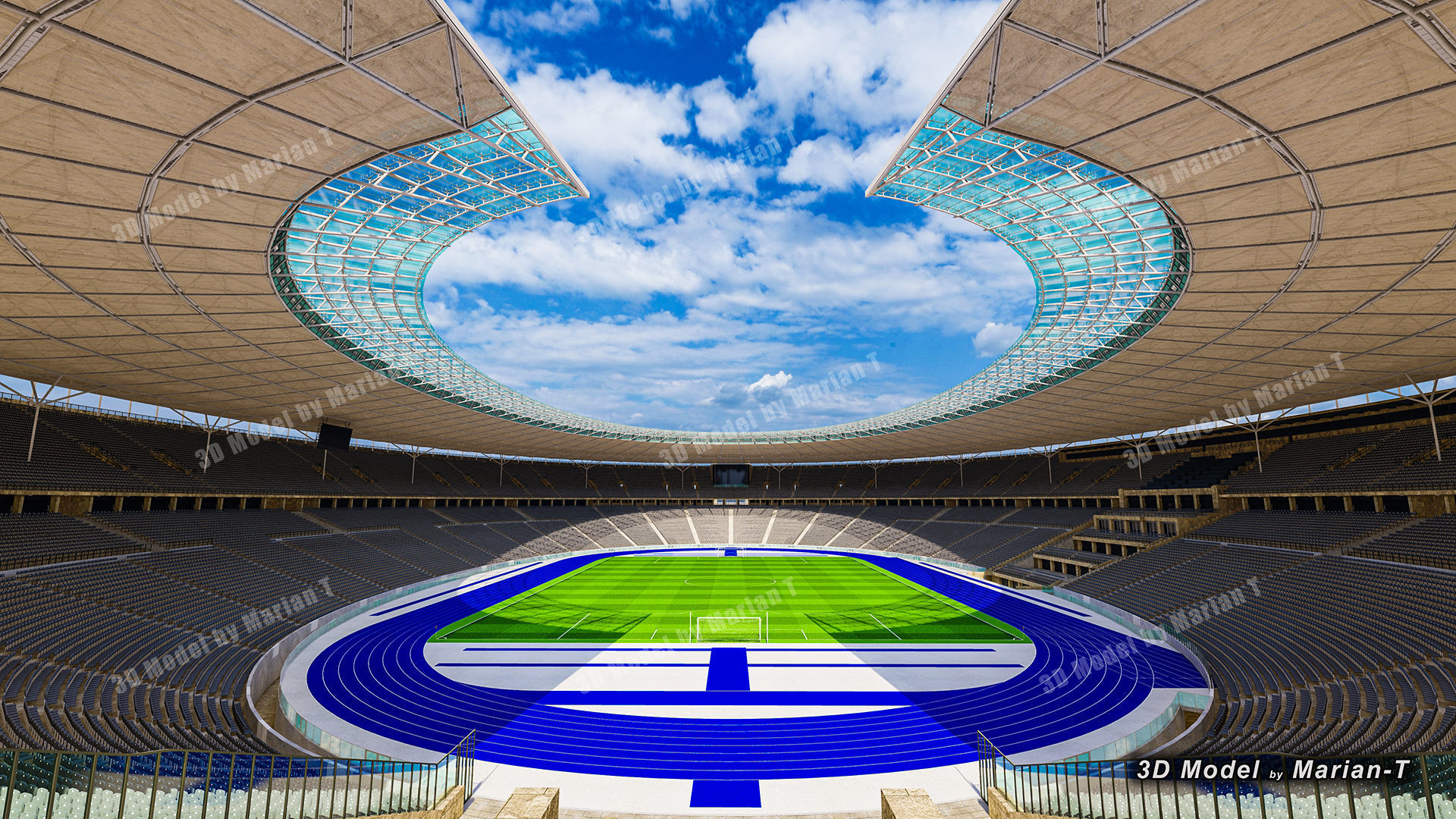 Olympiastadion - Berlin Germany Low-poly 3D model_17