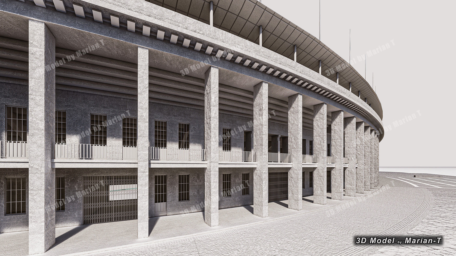 Olympiastadion - Berlin Germany Low-poly 3D model_48