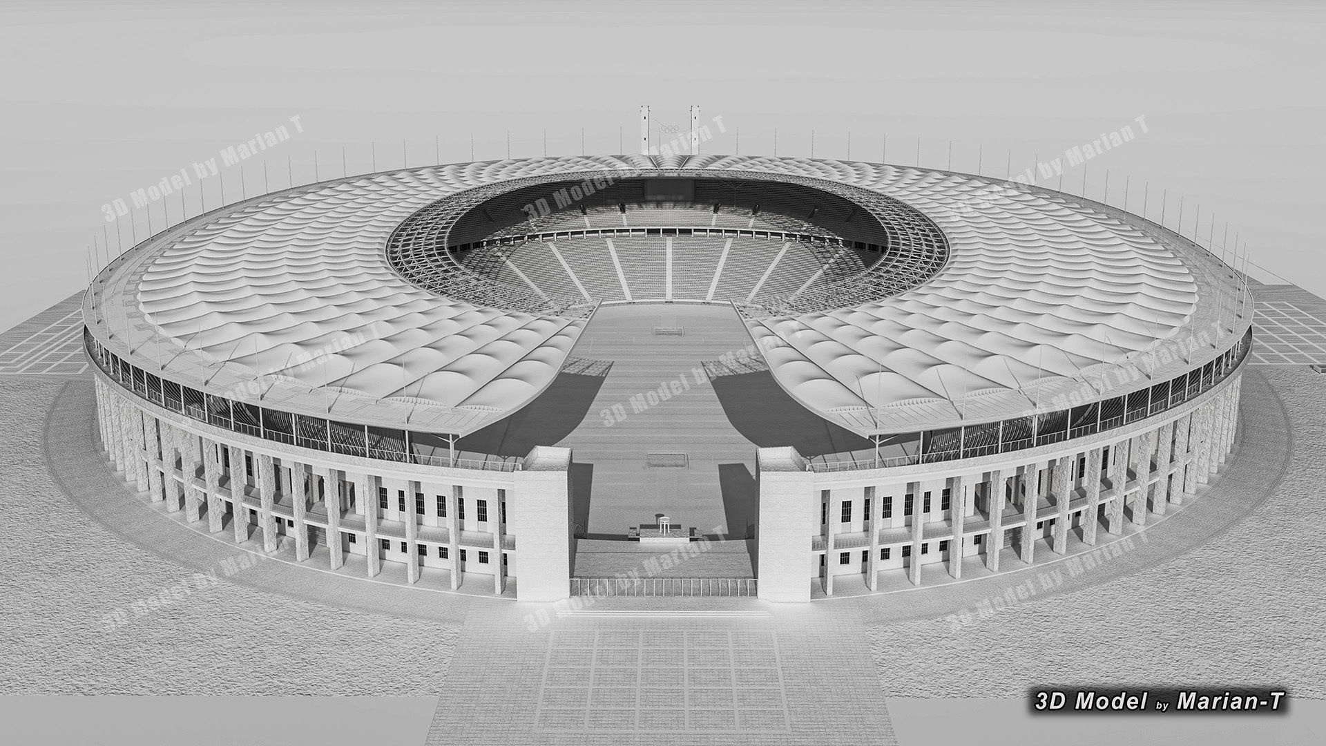 Olympiastadion - Berlin Germany Low-poly 3D model_39