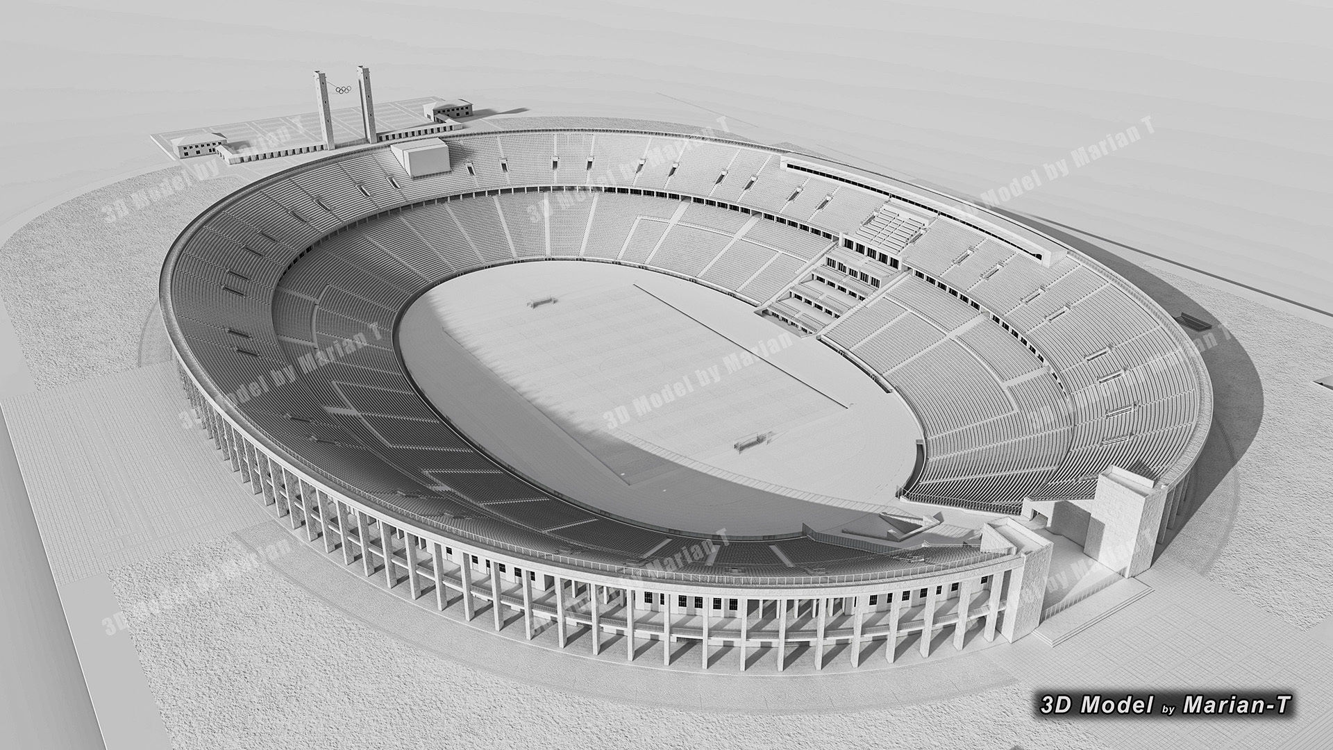 Olympiastadion - Berlin Germany Low-poly 3D model_31
