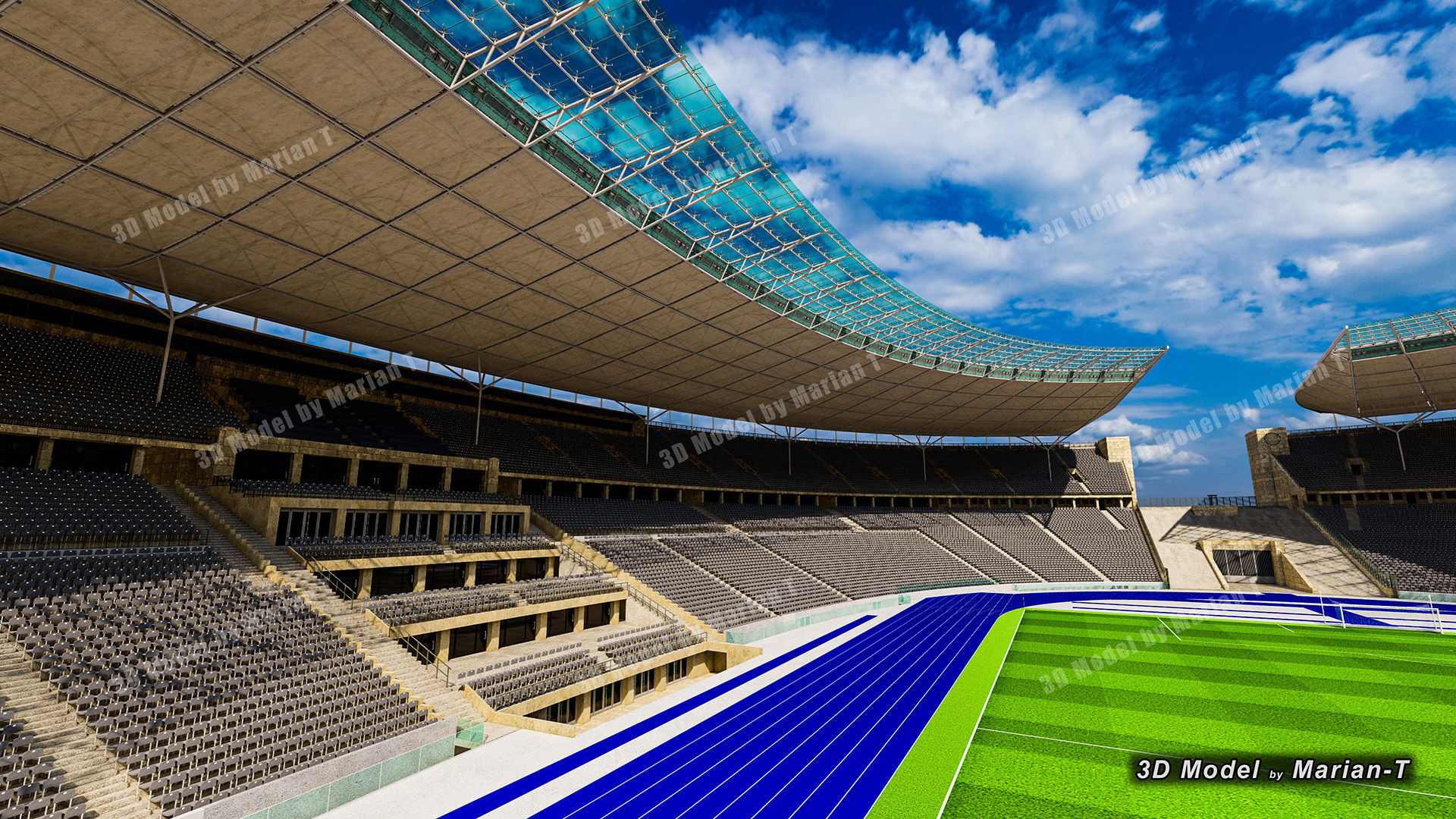 Olympiastadion - Berlin Germany Low-poly 3D model_24