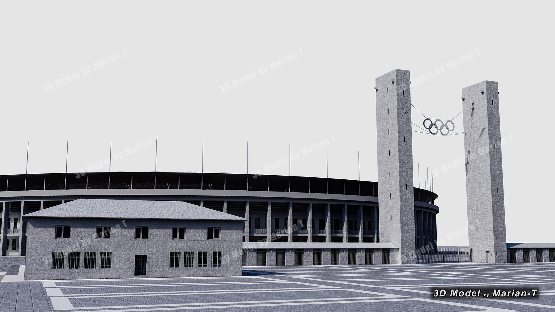 Olympiastadion - Berlin Germany Low-poly 3D model_52