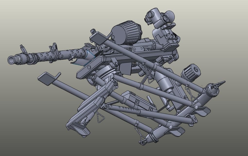 mg34 machine gun w lafette 3D model_4