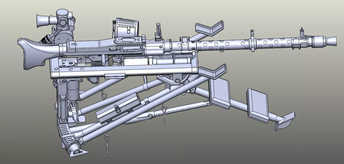 mg34 machine gun w lafette 3D model_0
