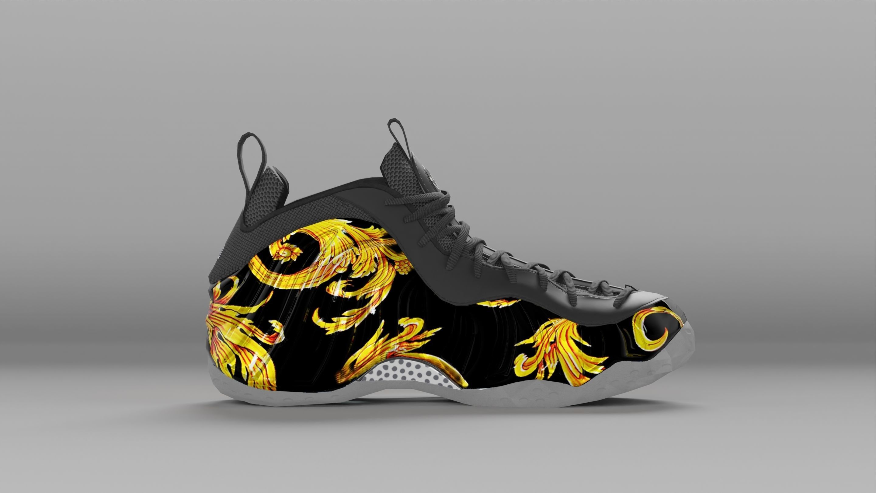 Nike Air Foamposite Supreme Black Low-poly 3D model_5
