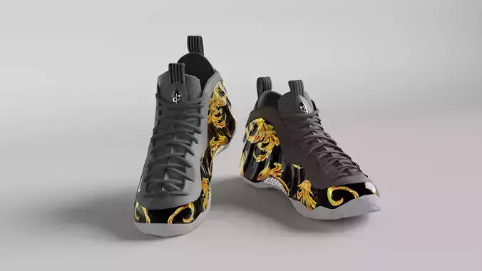 Nike Air Foamposite Supreme Black Low-poly 3D model