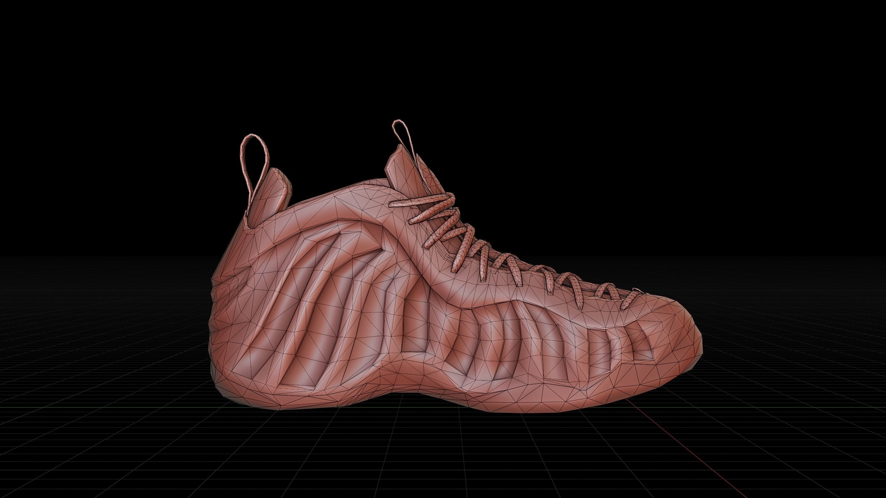 Nike Air Foamposite Supreme Black Low-poly 3D model_6