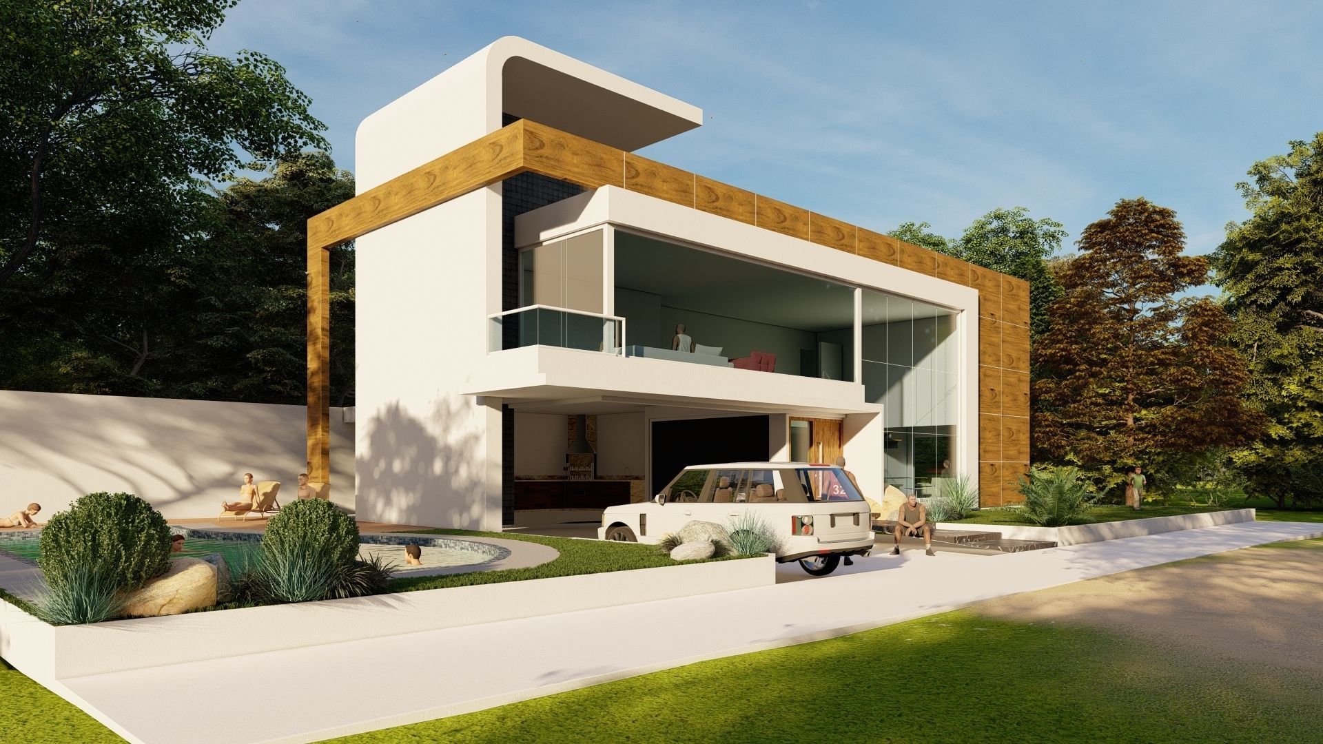 MODERN FOREST VILLA 3D model_1