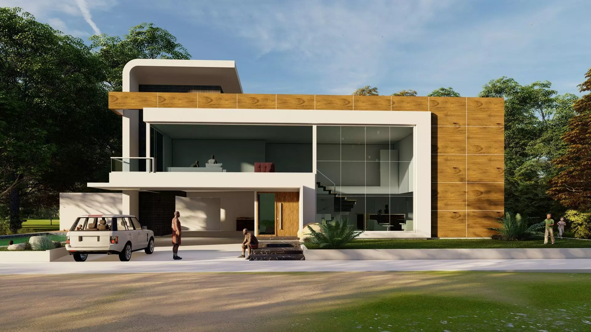 MODERN FOREST VILLA 3D model_0