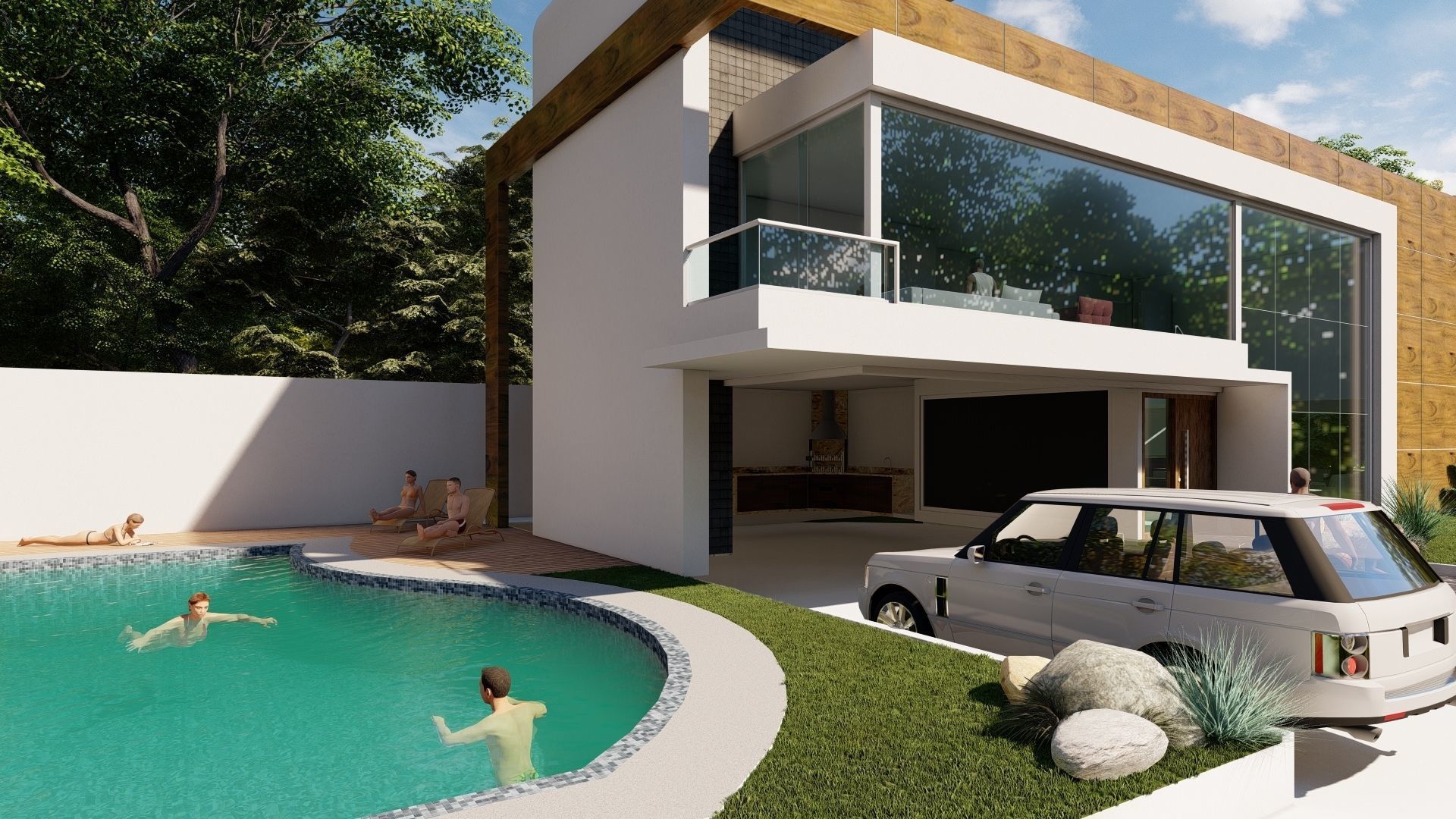 MODERN FOREST VILLA 3D model_3