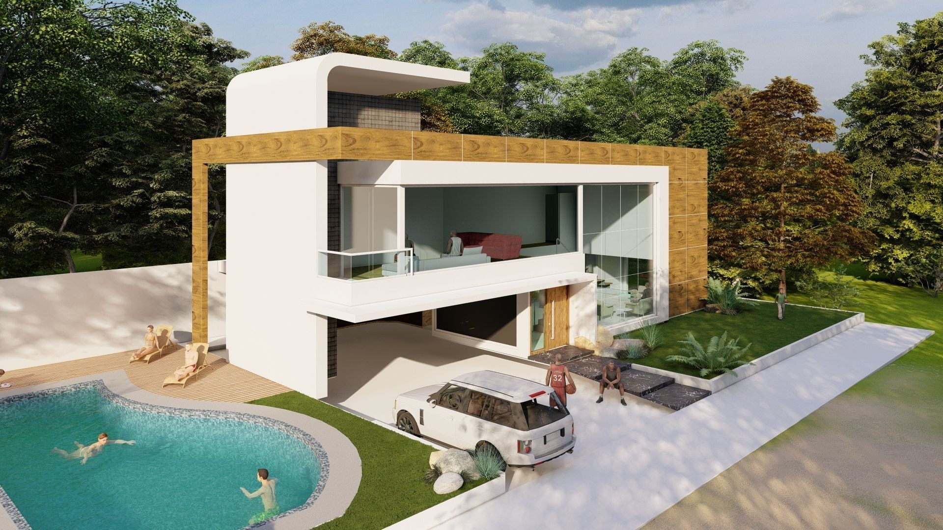 MODERN FOREST VILLA 3D model_5
