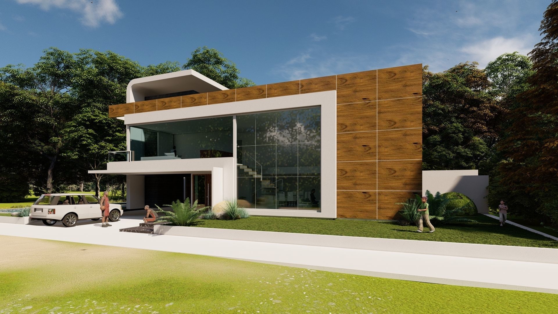 MODERN FOREST VILLA 3D model_2