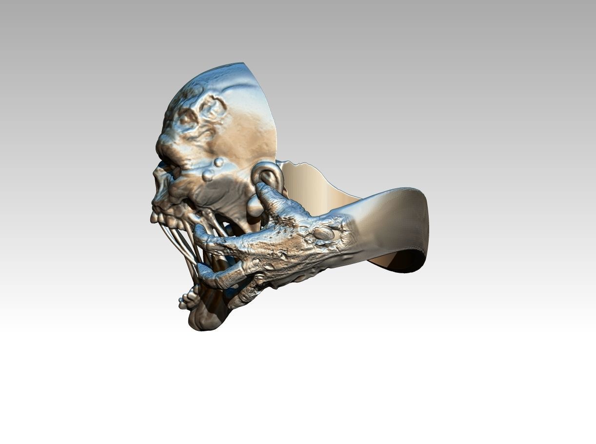 Monster Zombie Skull Head Ring model 3D print model_4