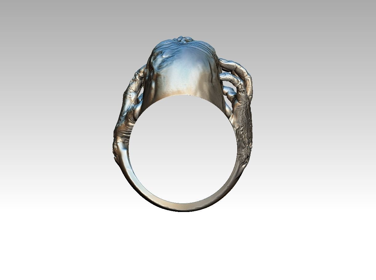 Monster Zombie Skull Head Ring model 3D print model_7