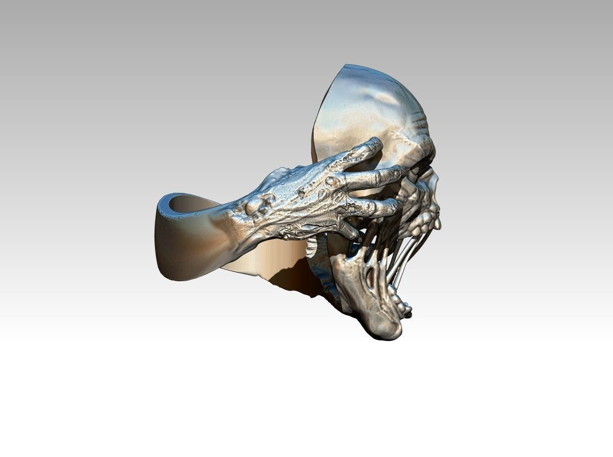 Monster Zombie Skull Head Ring model 3D print model_5