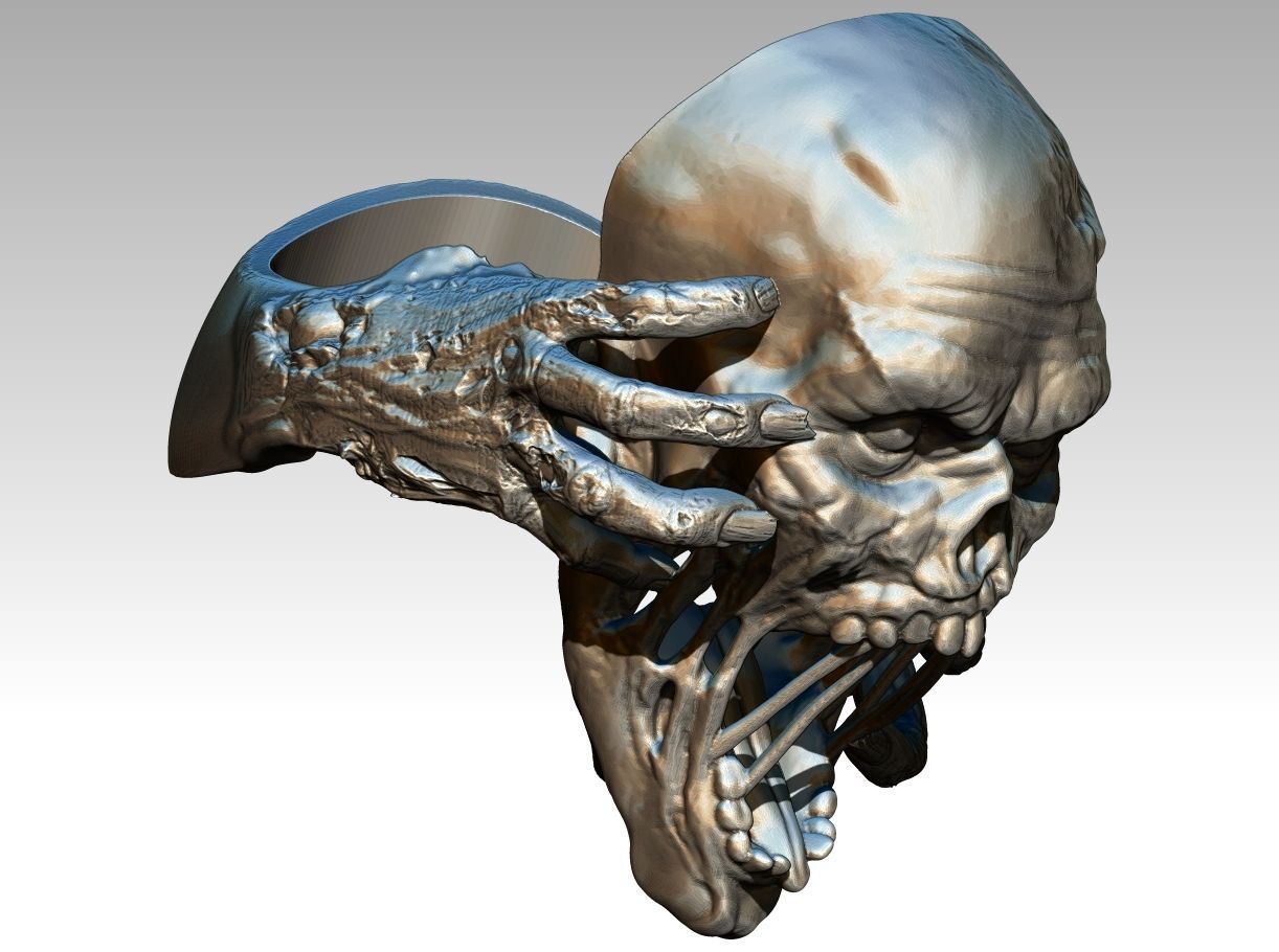 Monster Zombie Skull Head Ring model 3D print model_2