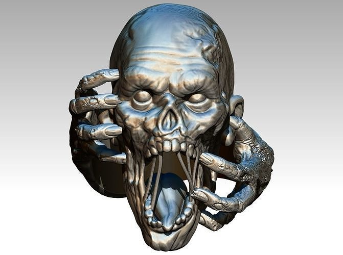 Monster Zombie Skull Head Ring model 3D print model