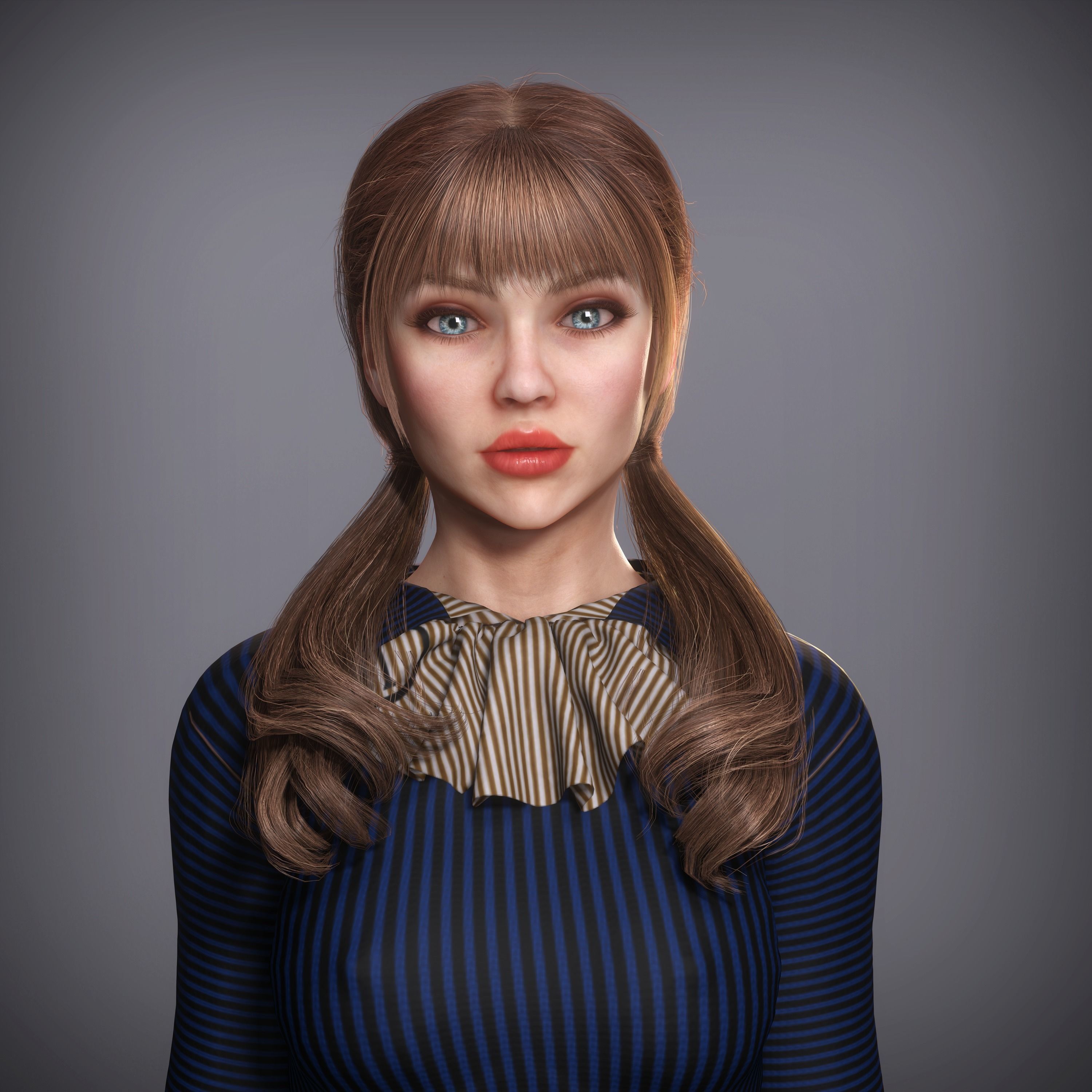 woman waiter Low-poly 3D model_8