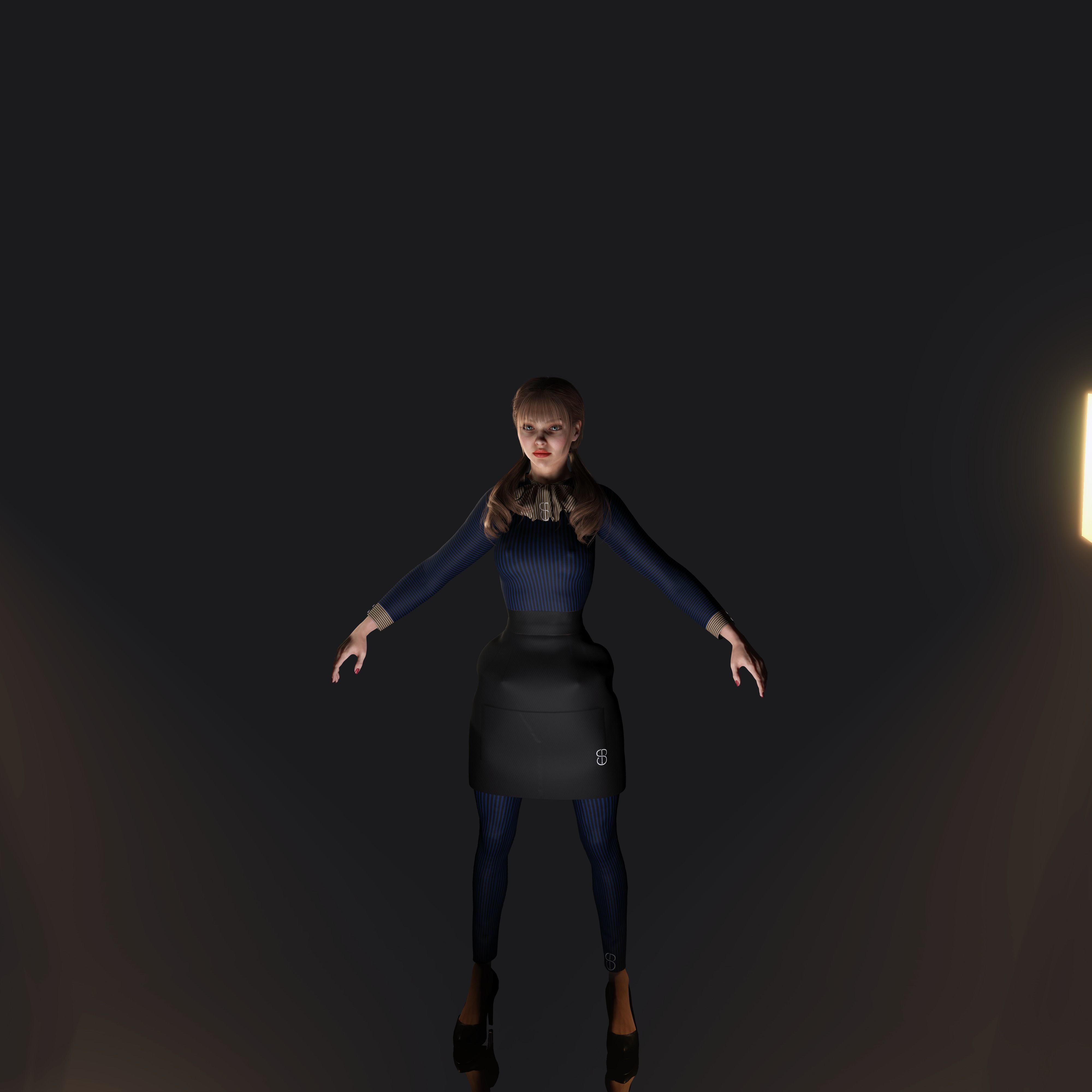 woman waiter Low-poly 3D model_13