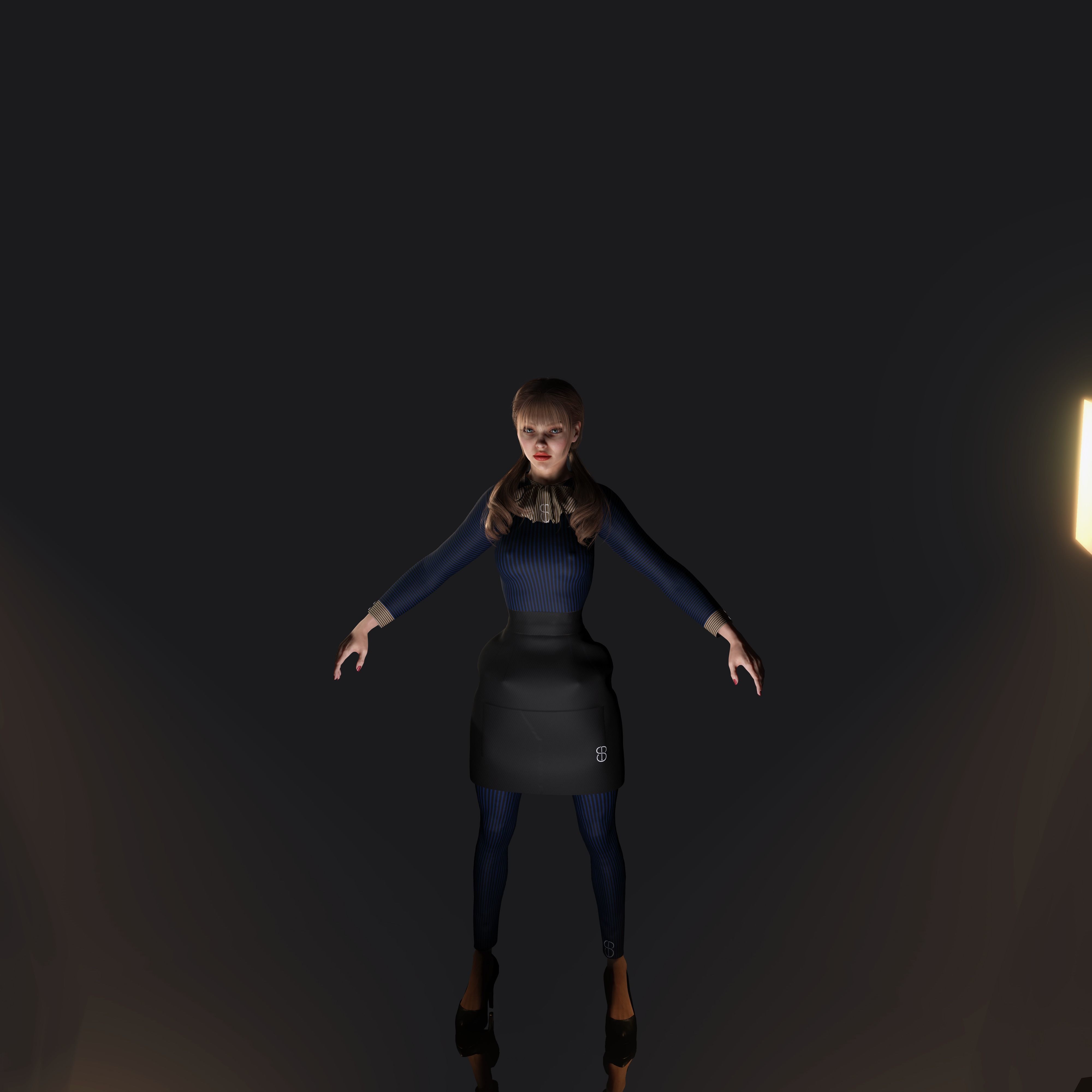 woman waiter Low-poly 3D model_16