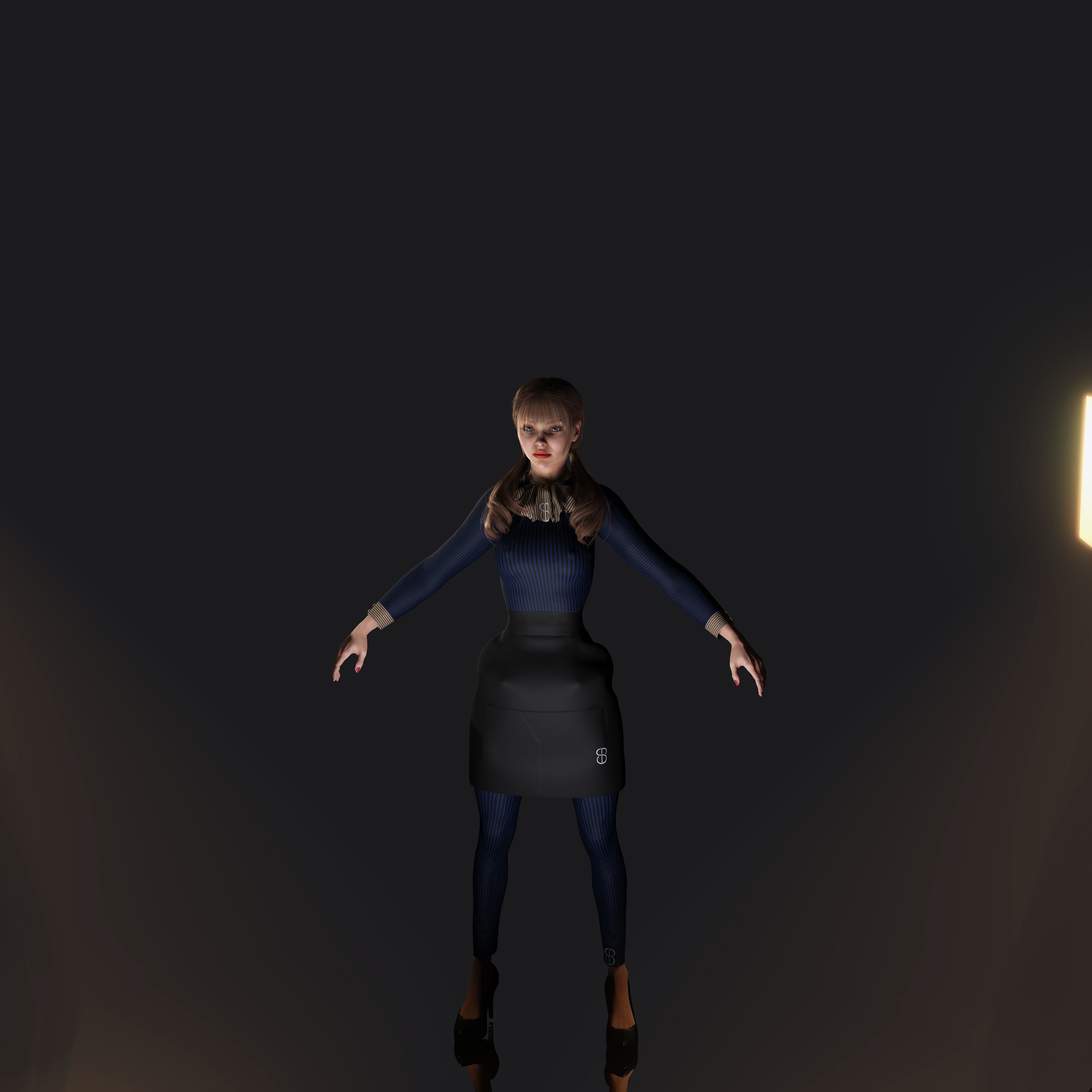 woman waiter Low-poly 3D model_14