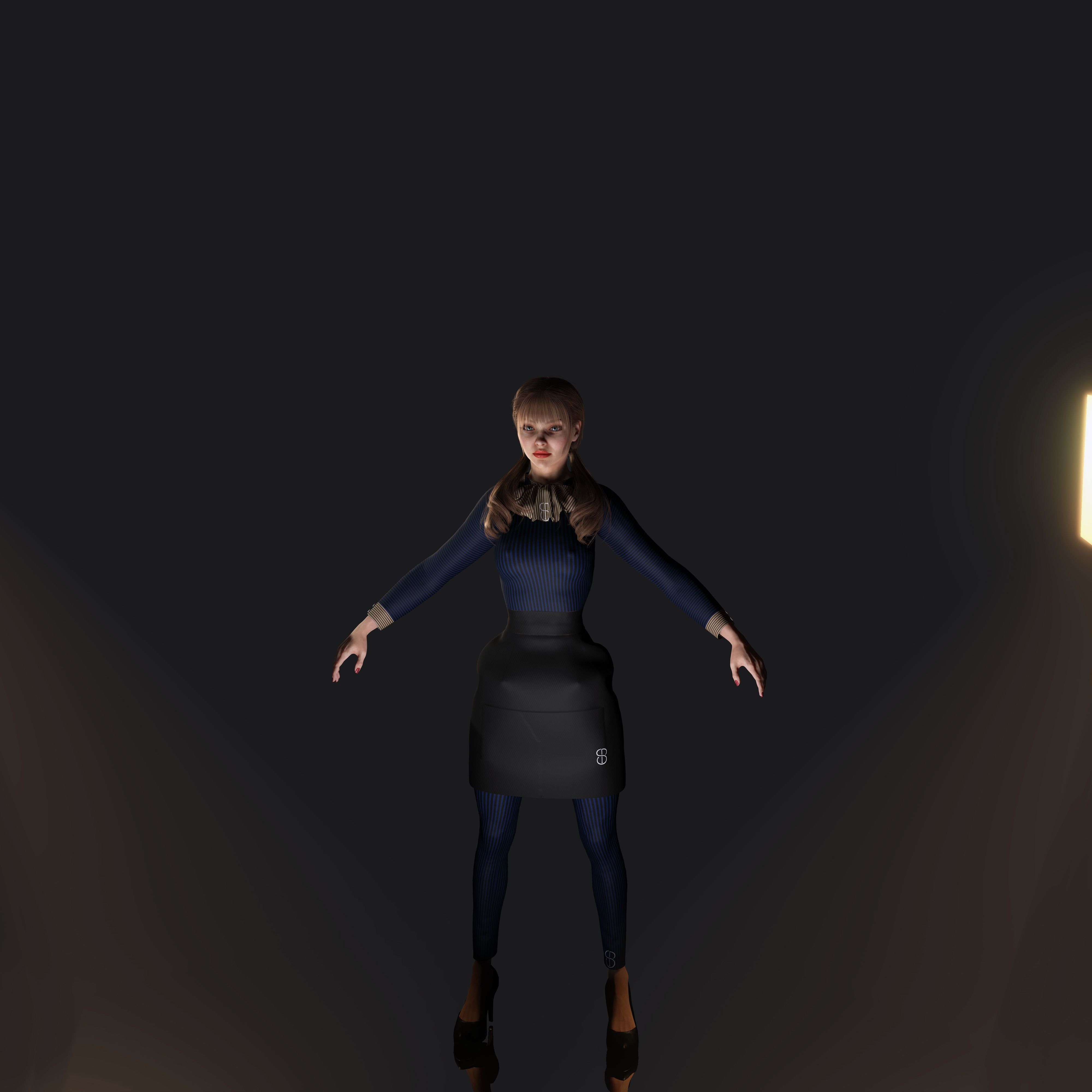 woman waiter Low-poly 3D model_12