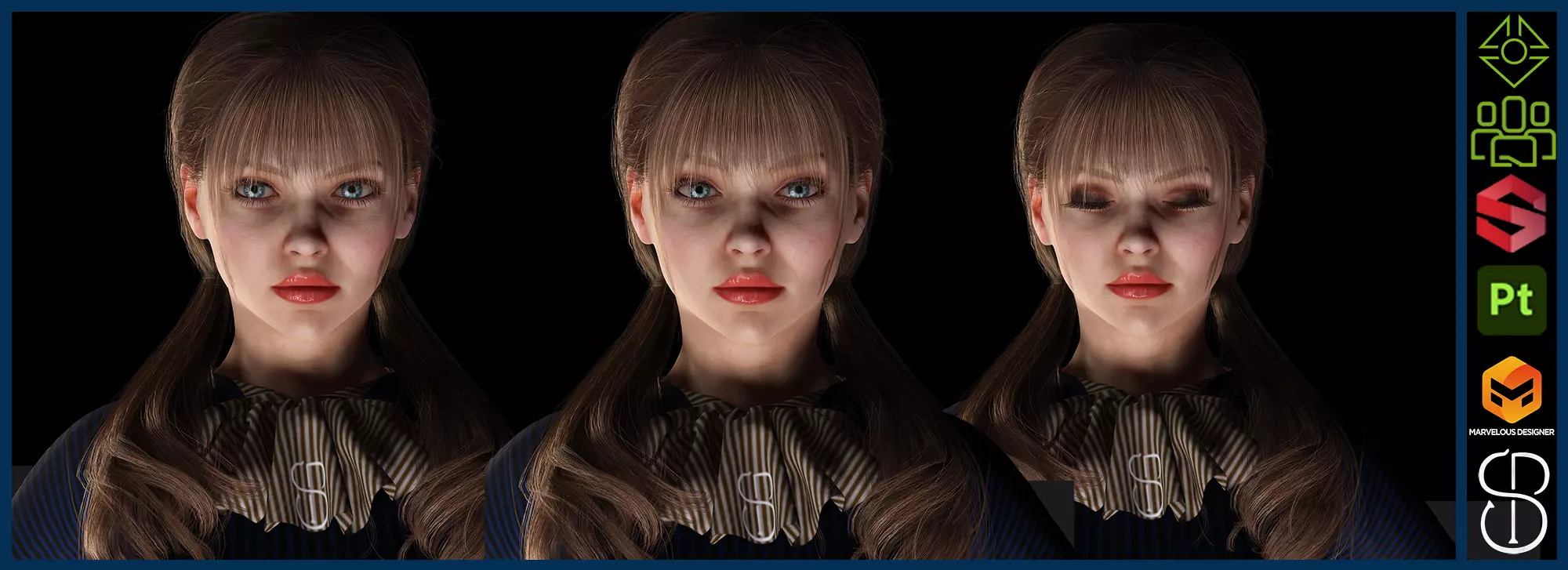 woman waiter Low-poly 3D model_0