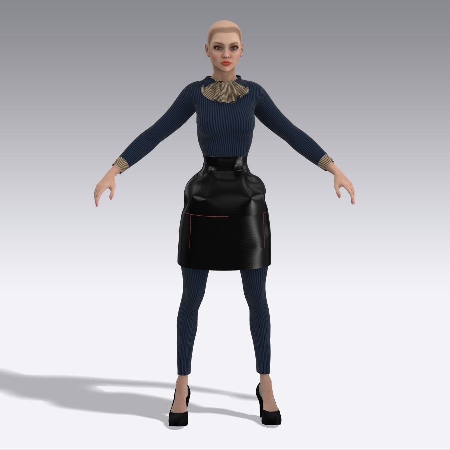 woman waiter Low-poly 3D model_19