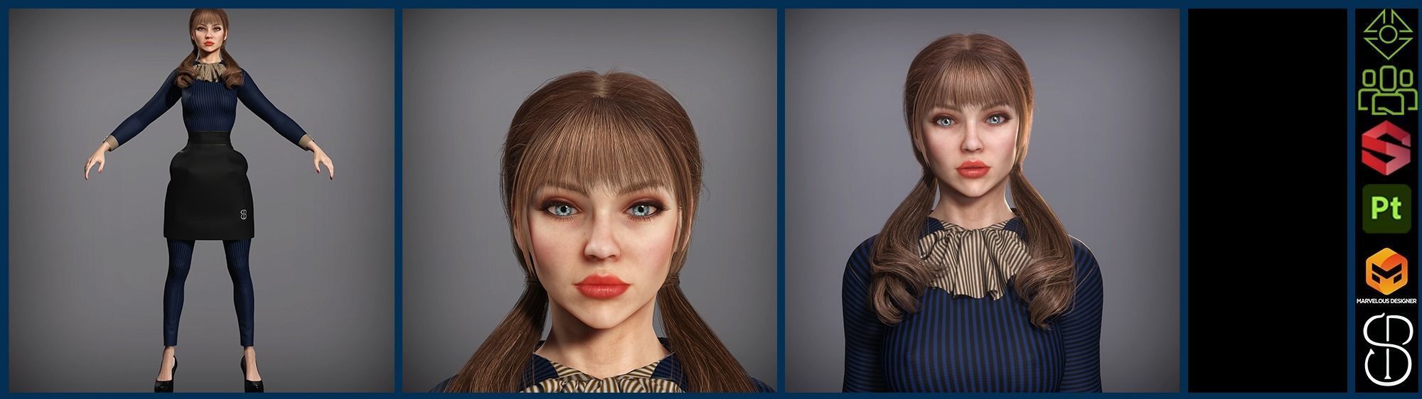 woman waiter Low-poly 3D model_6