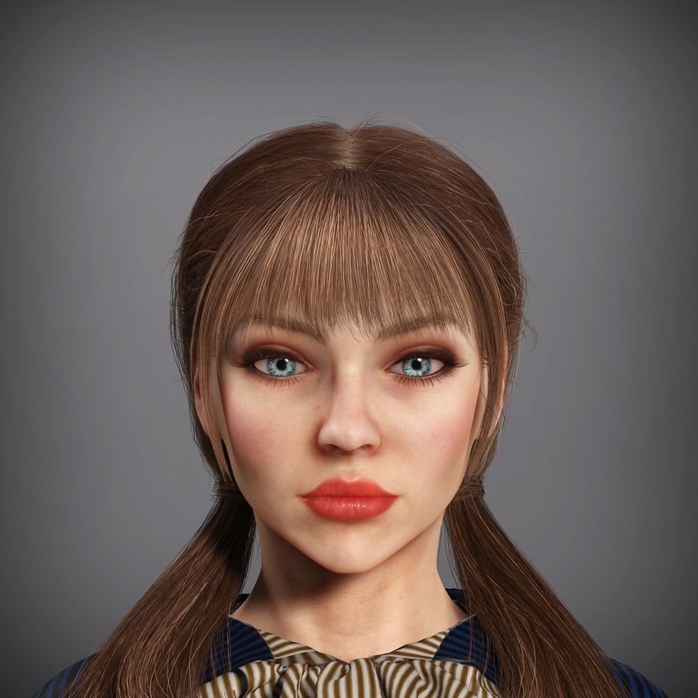 woman waiter Low-poly 3D model_7