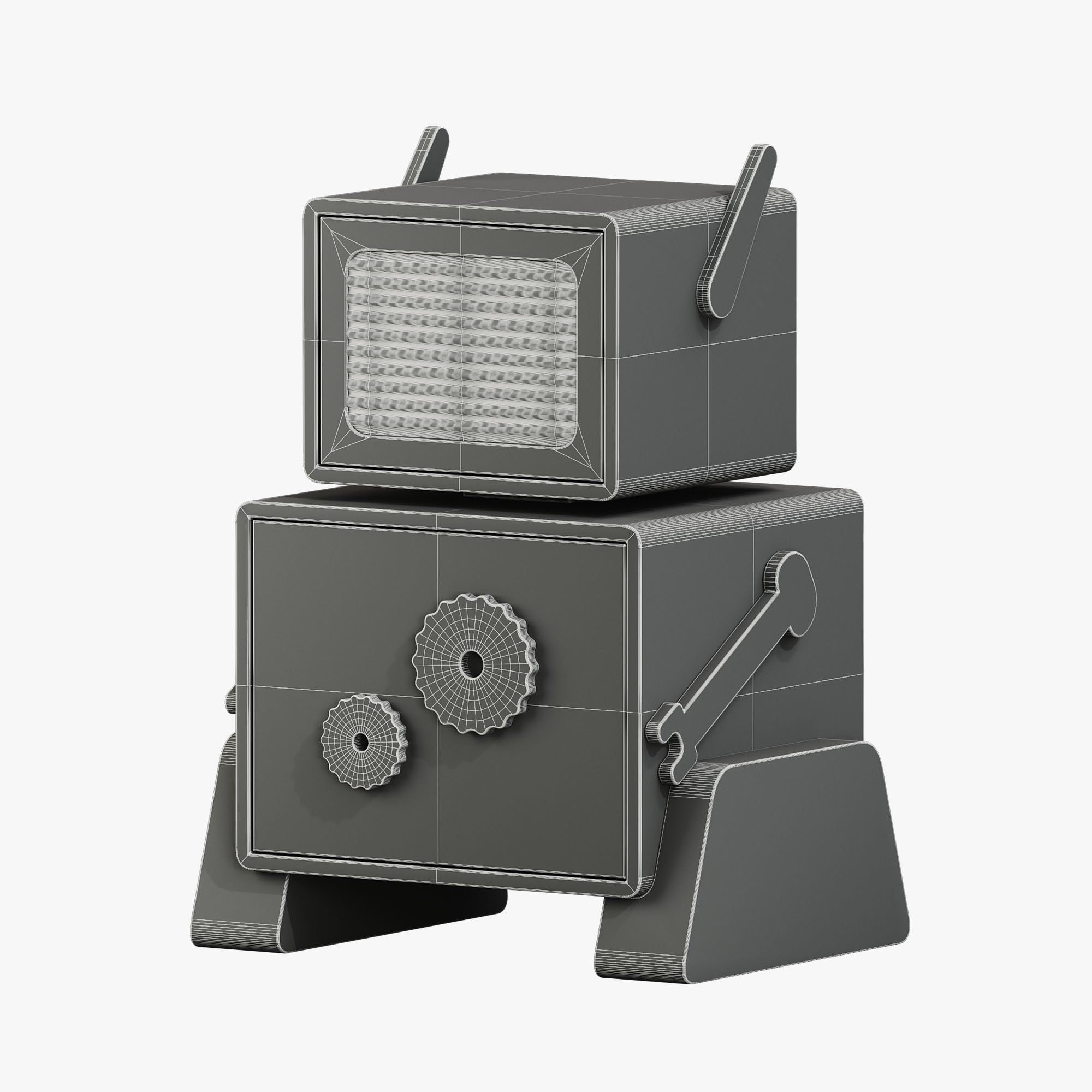 Childrens bedside table in the shape of a robot 3D model_2