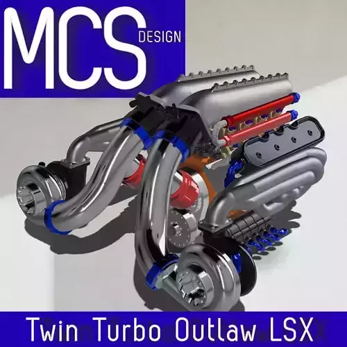 LSX Outlaw Twin Turbo Engine v3 3D print model