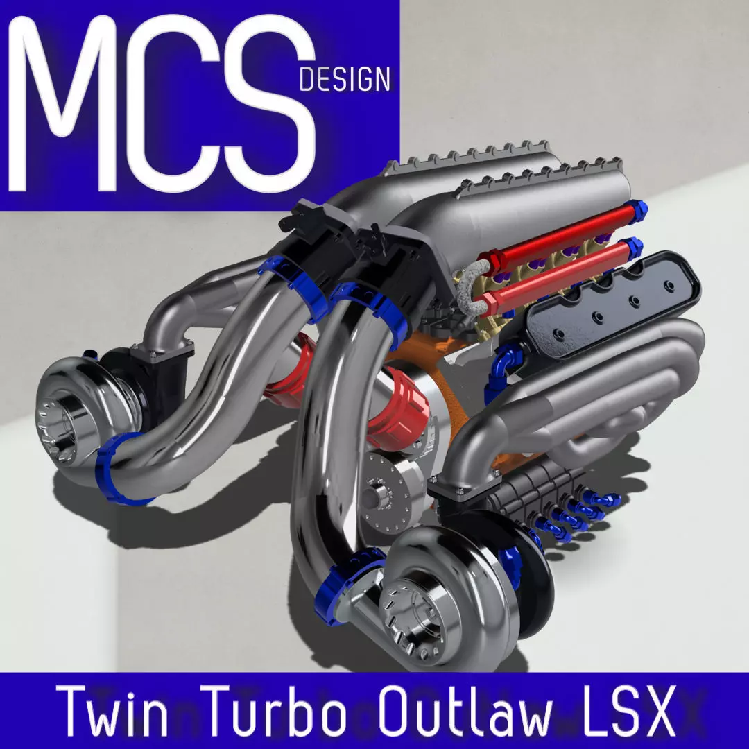 LSX Outlaw Twin Turbo Engine v3 3D print model_0