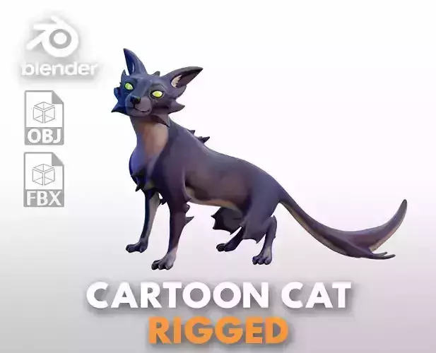 Stylized Cat - Rigged Cartoon Character for Blender Low-poly 3D model
