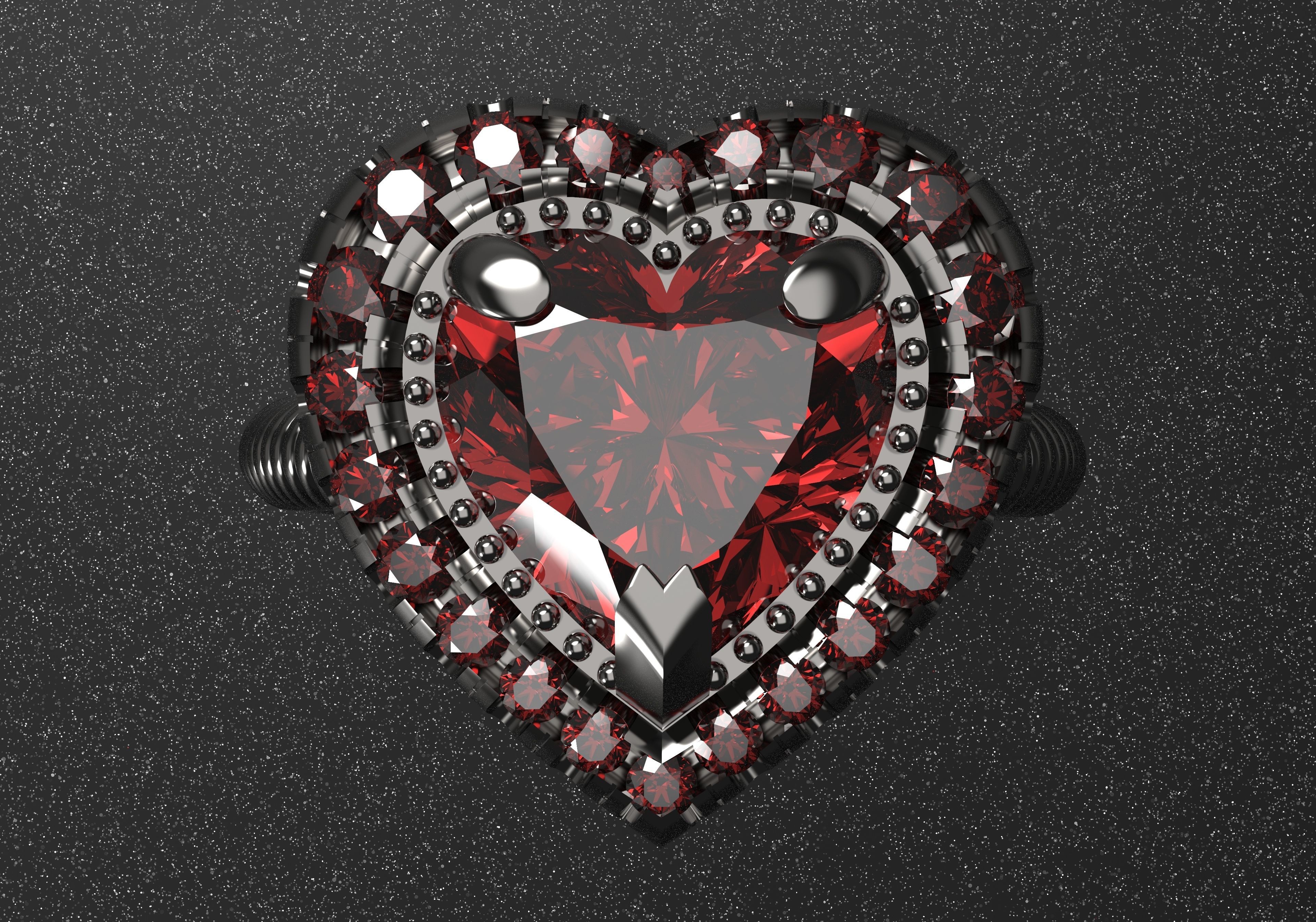 A ring with a heart 3D print model_1