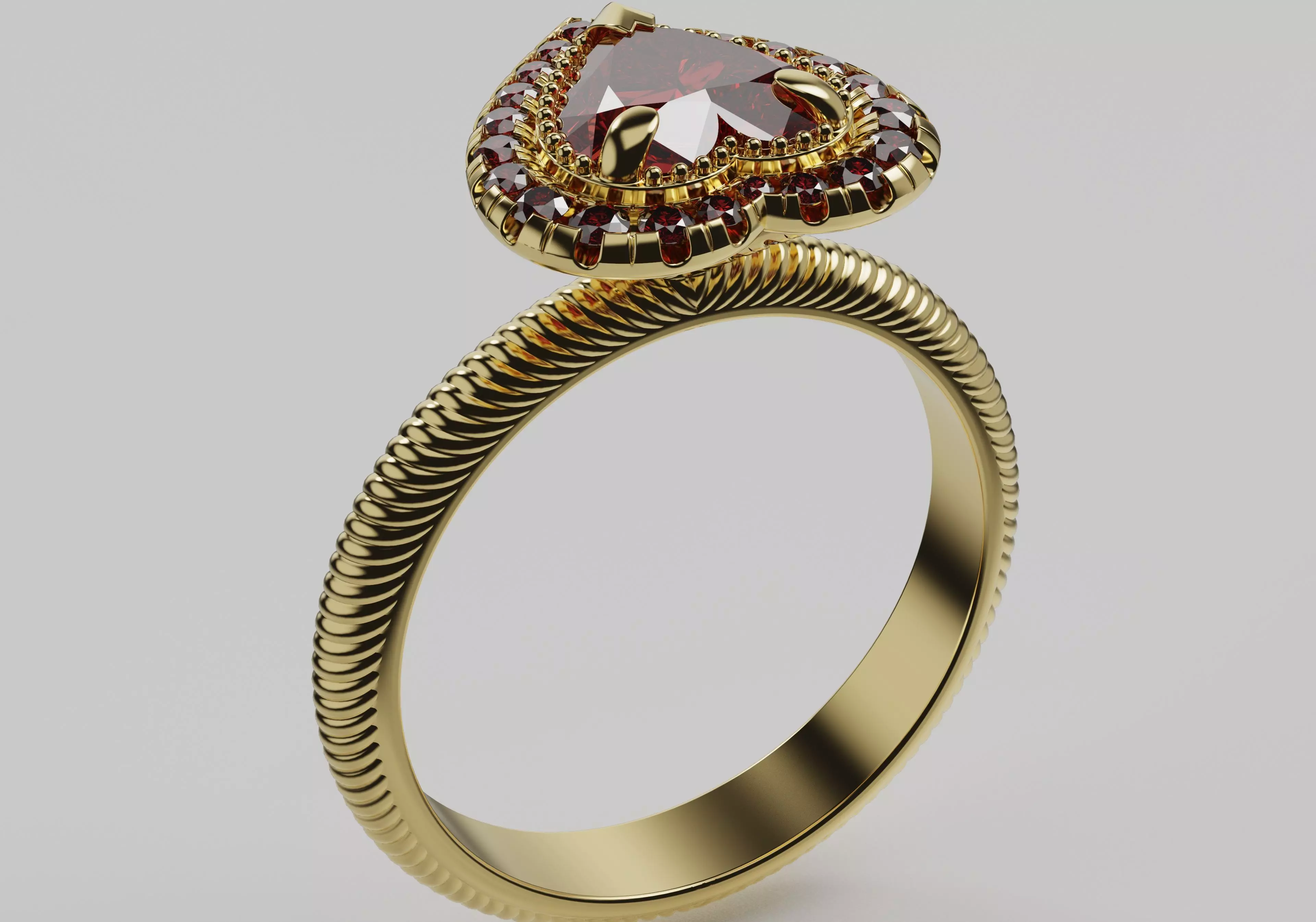 A ring with a heart 3D print model_0